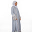 Floral Lace Abaya - Denim Blue