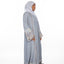 Floral Lace Abaya - Denim Blue