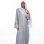 Floral Lace Abaya - Denim Blue