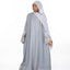 Floral Lace Abaya - Denim Blue