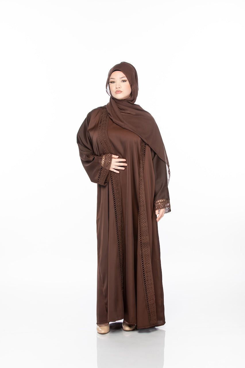 Simply Lace Abaya - Chocolate