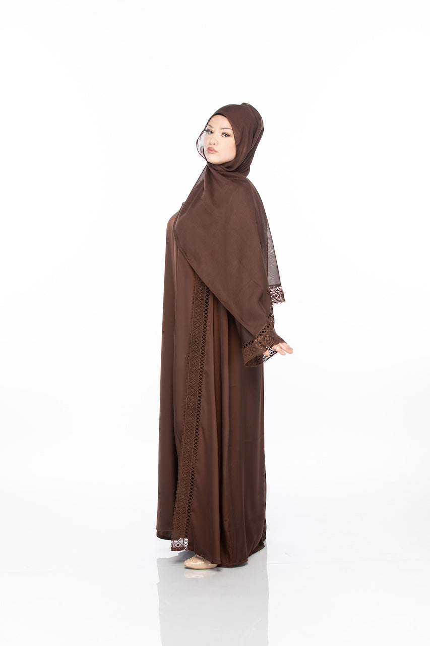 Simply Lace Abaya - Chocolate
