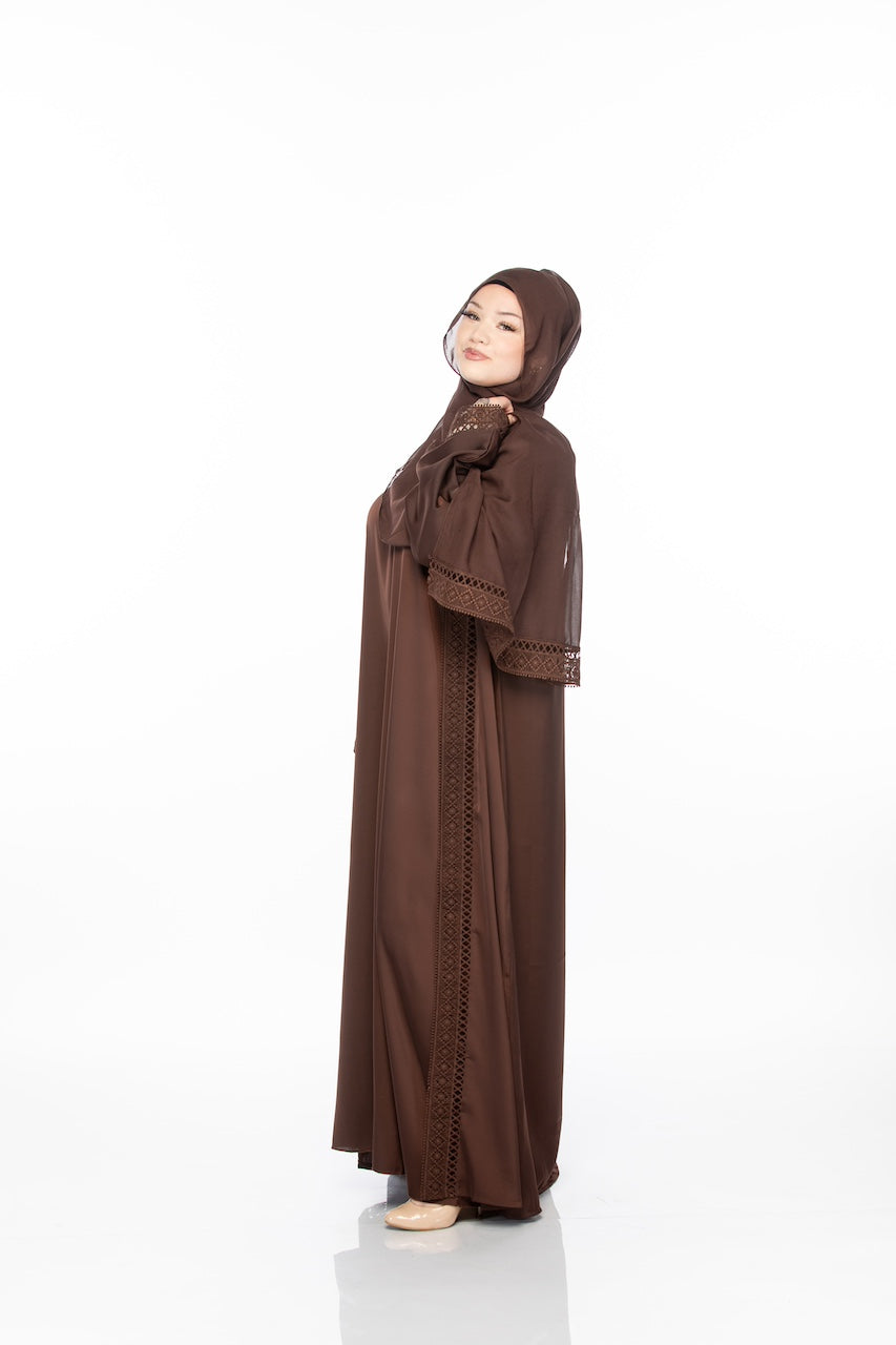 Simply Lace Abaya - Chocolate