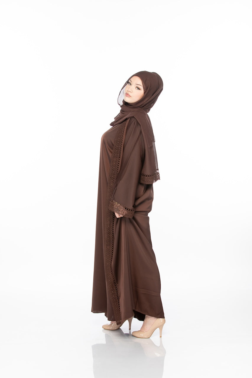 Simply Lace Abaya - Chocolate