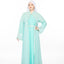 Geometric Lace Abaya - Sky Blue