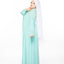 Geometric Lace Abaya - Sky Blue