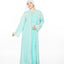 Geometric Lace Abaya - Sky Blue