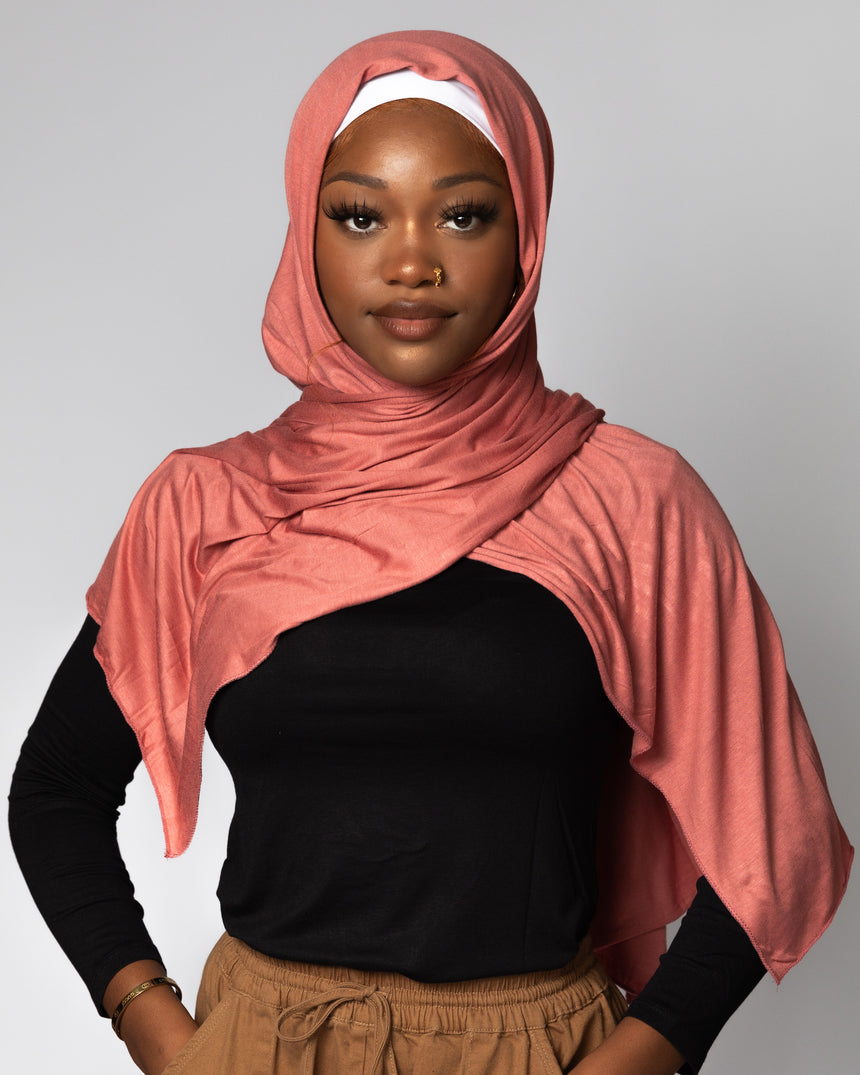'Jersey ' Maxi Hijab - Coral Pink