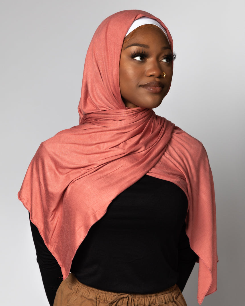 'Jersey ' Maxi Hijab - Coral Pink