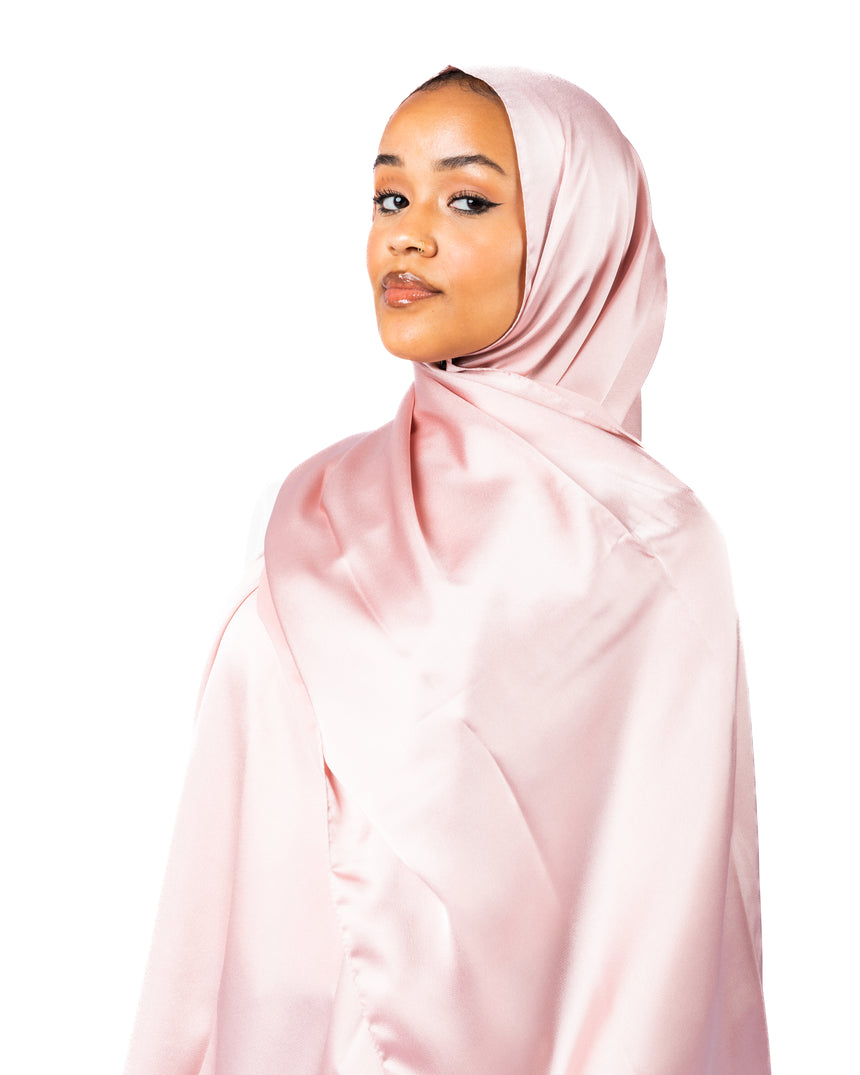 Premium Satin Hijab - Pink Bouquet