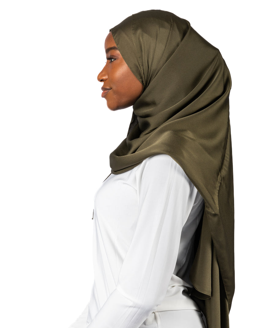 Premium Satin Hijab - Green Tea Matcha