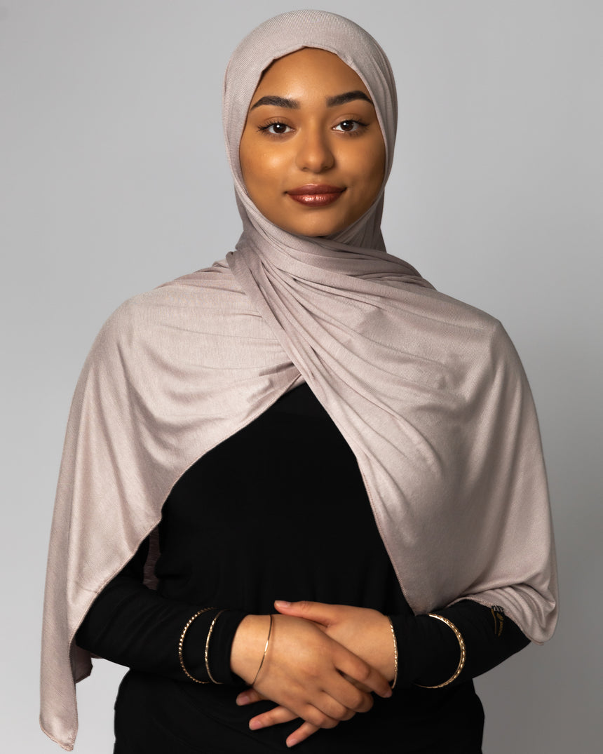 'Jersey ' Maxi Hijab - Nude Charcoal