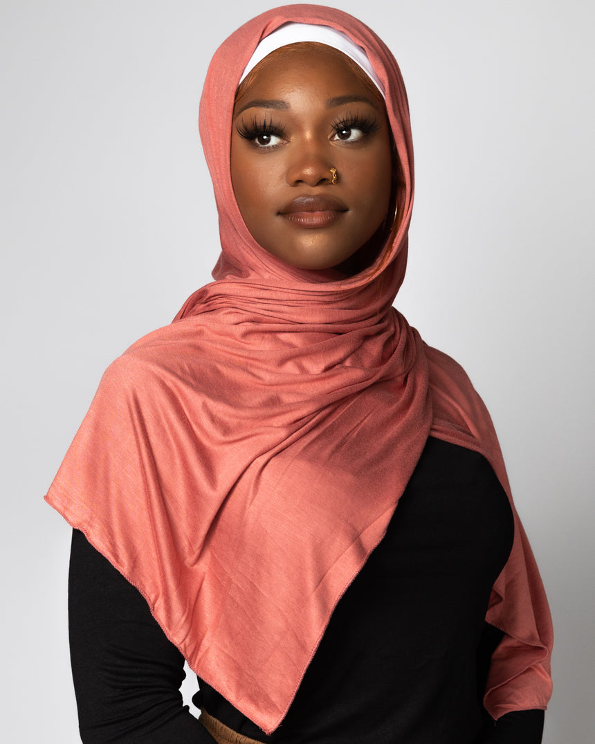 'Jersey ' Maxi Hijab - Coral Pink