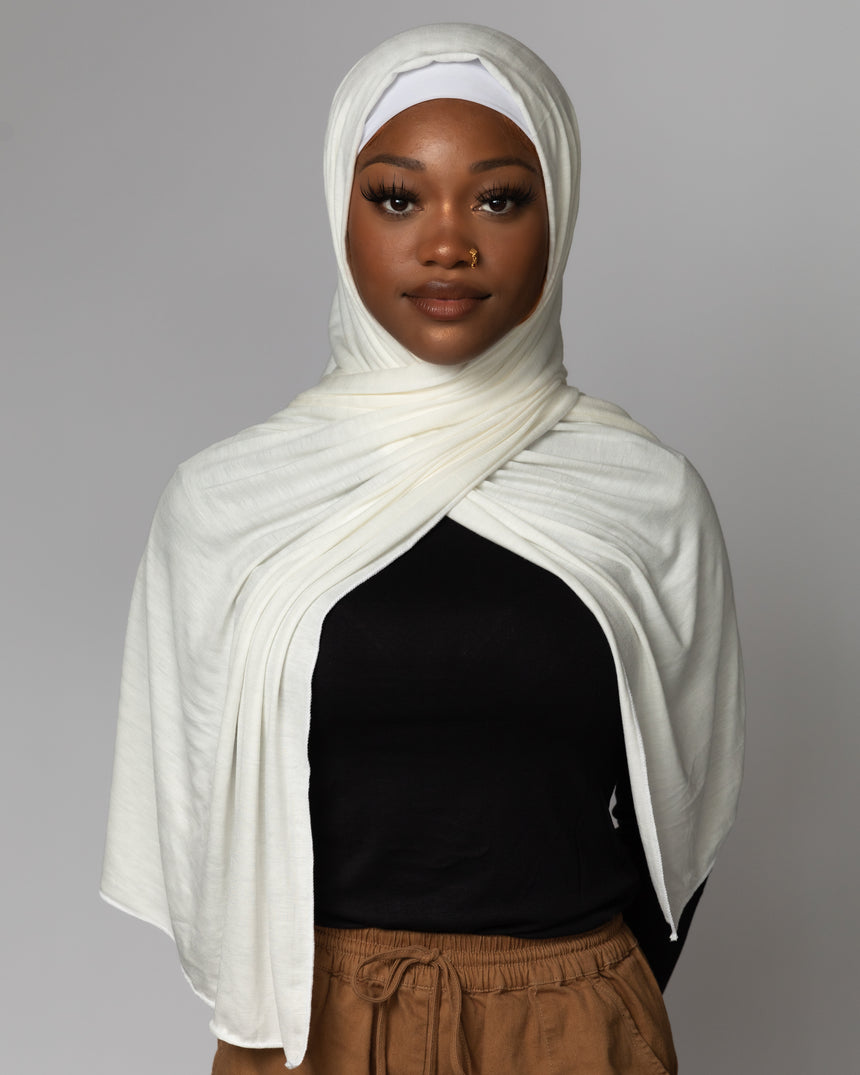 'Jersey ' Maxi Hijab - Milk Foam